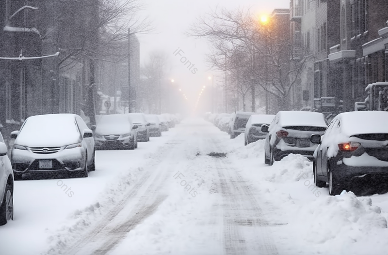 冬季积雪的街道上停放着一排排被雪覆盖的汽车市区,高清,摄影图,摄影图片,图片大全,摄影图免费下载